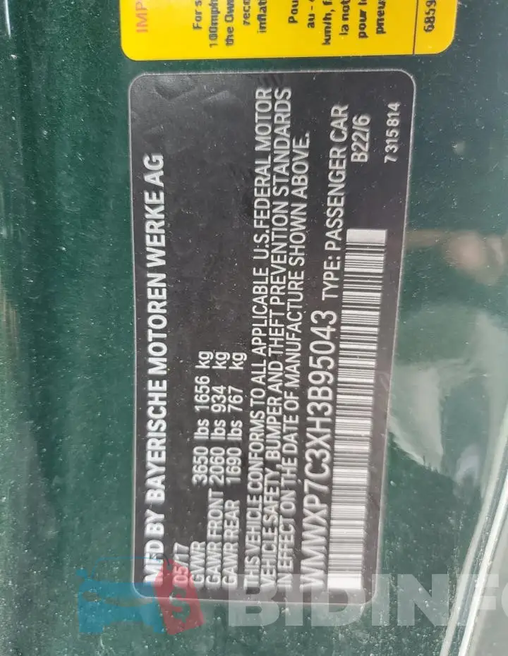 WMWXP7C3XH3B95043 Photo# 12