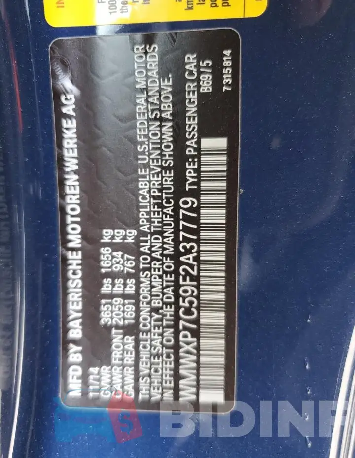 WMWXP7C59F2A37779 Photo# 12