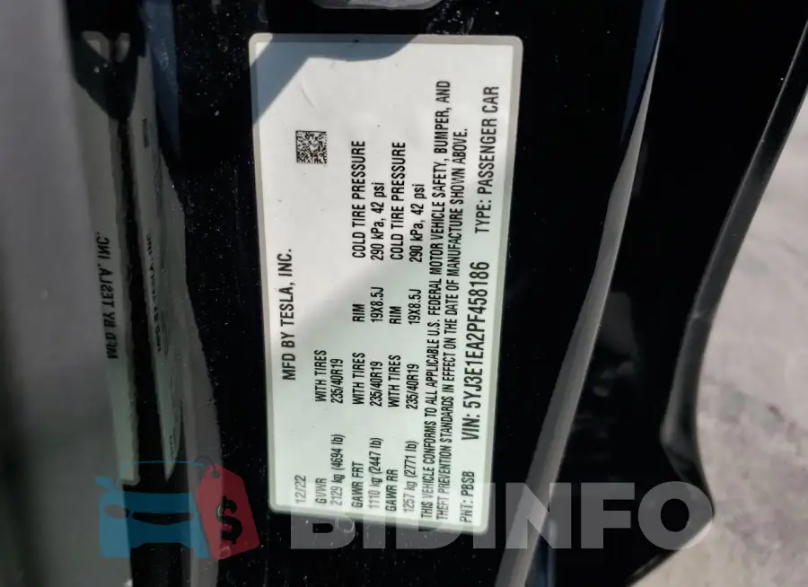 5YJ3E1EA2PF458186 Photo# 13