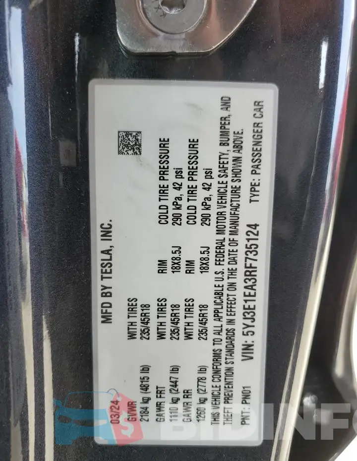 5YJ3E1EA3RF735124 Photo# 13