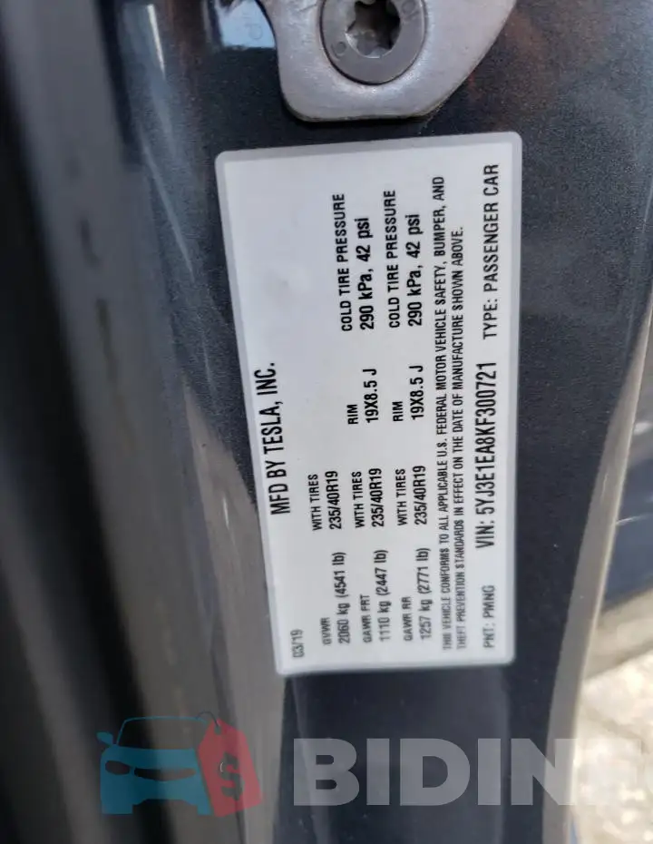 5YJ3E1EA8KF300721 Photo# 12