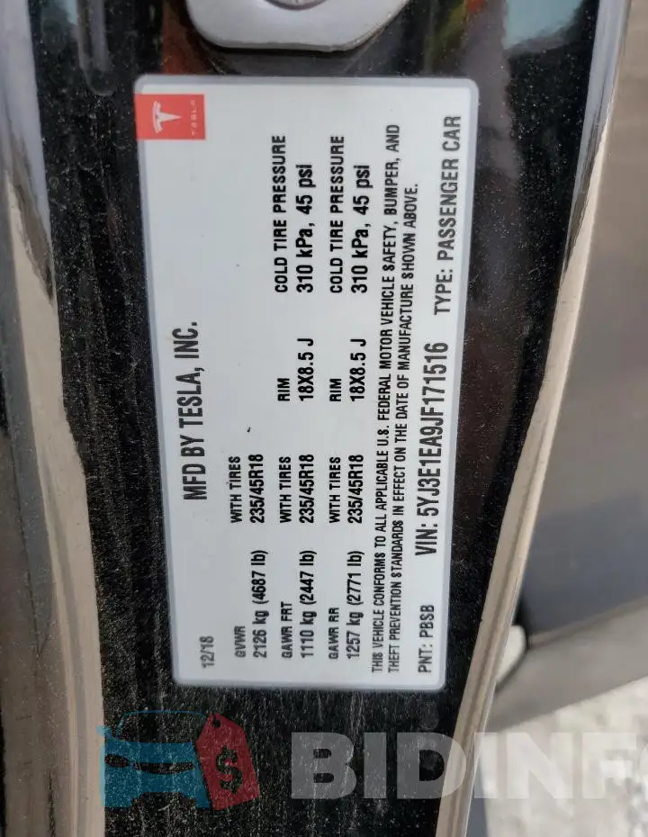 5YJ3E1EA9JF171516 Photo# 12