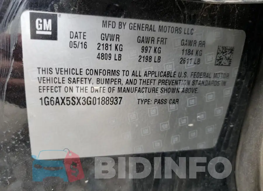 1G6AX5SX3G0188937 Photo# 12