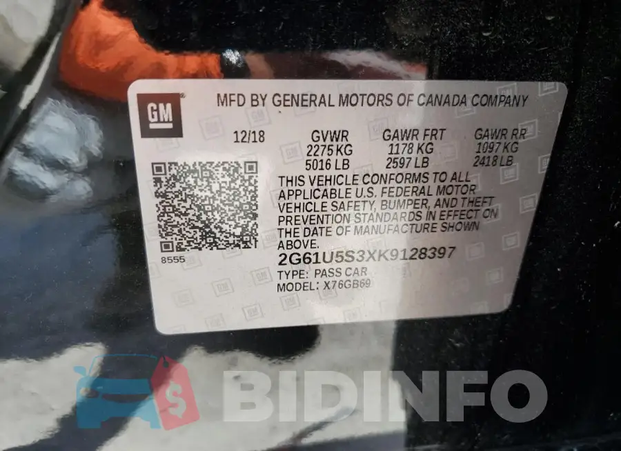 2G61U5S3XK9128397 Photo# 12
