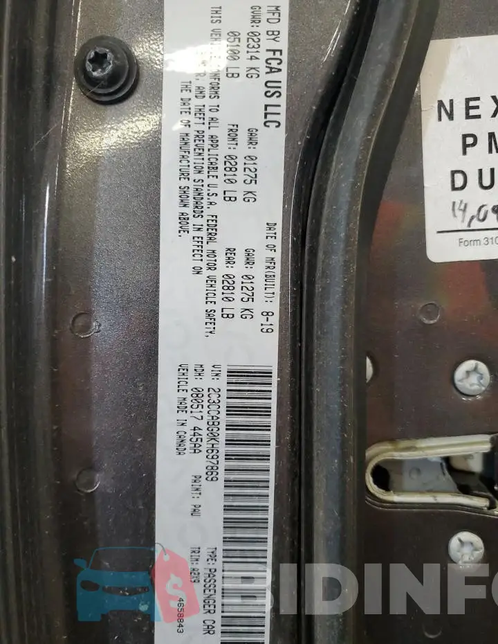 2C3CCABG0KH697869 Photo# 13