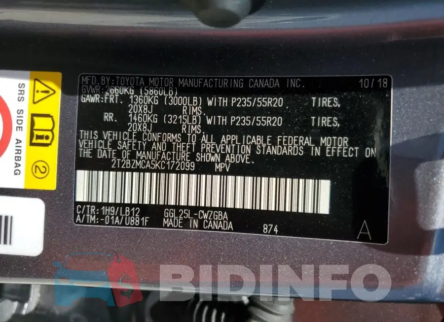 2T2BZMCA5KC172099 Photo# 12