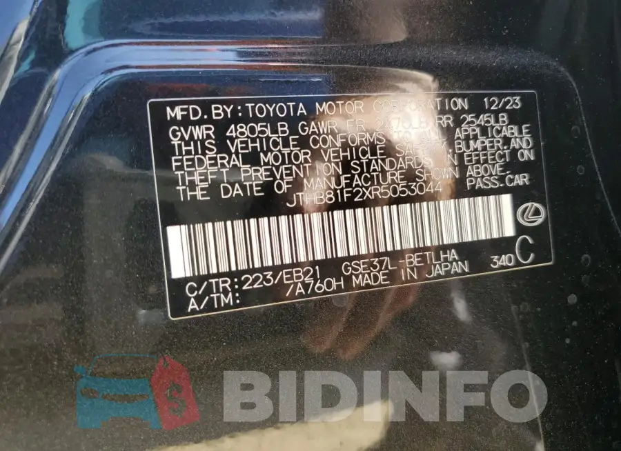 JTHB81F2XR5053044 Photo# 13