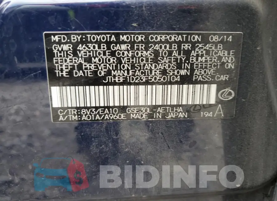 JTHBF1D23F5050104 Photo# 13