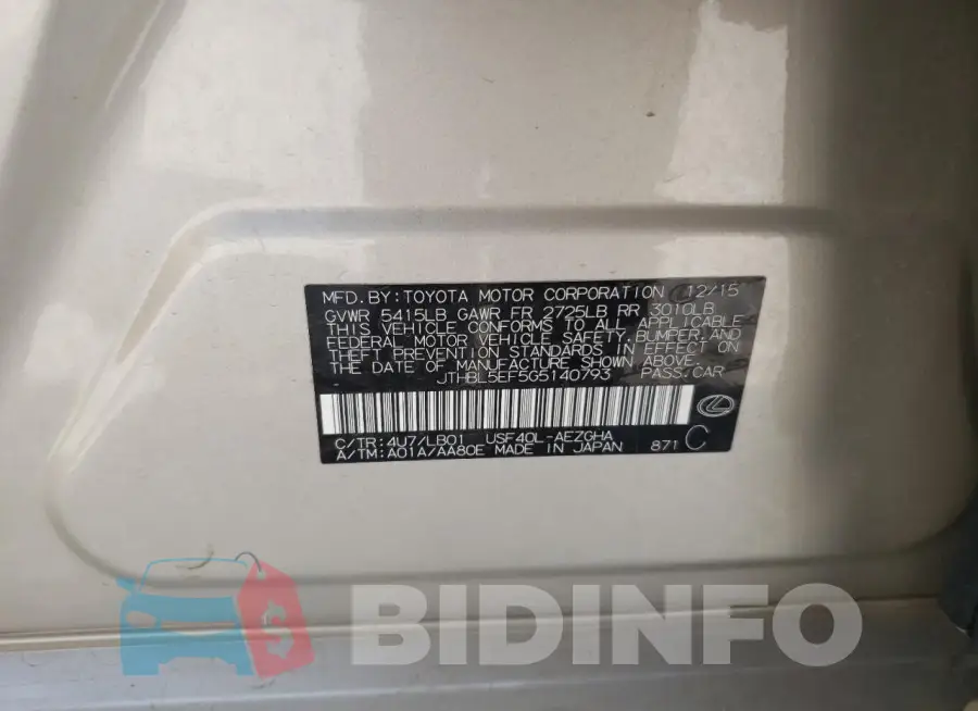 JTHBL5EF5G5140793 Photo# 12