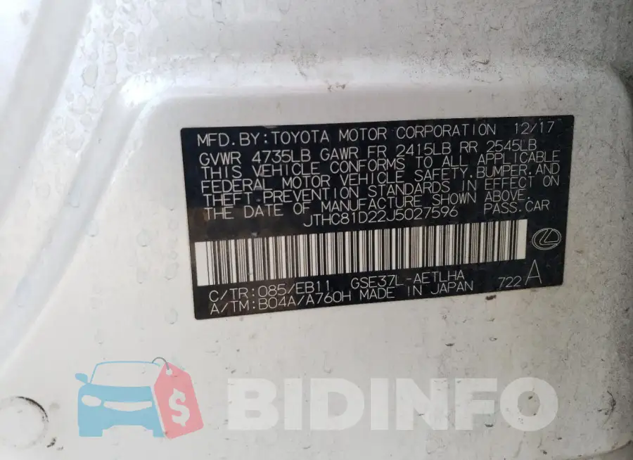 JTHC81D22J5027596 Photo# 13