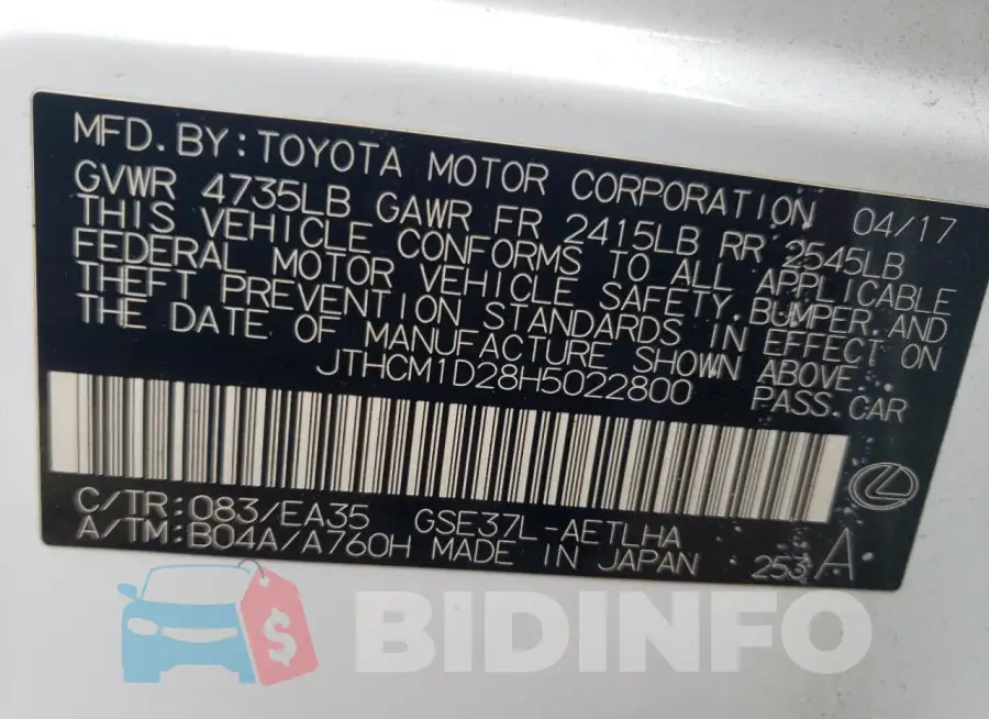 JTHCM1D28H5022800 Photo# 13