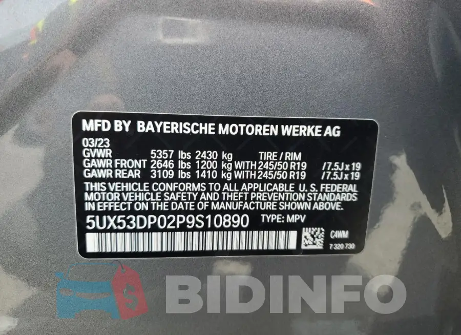 5UX53DP02P9S10890 Photo# 12