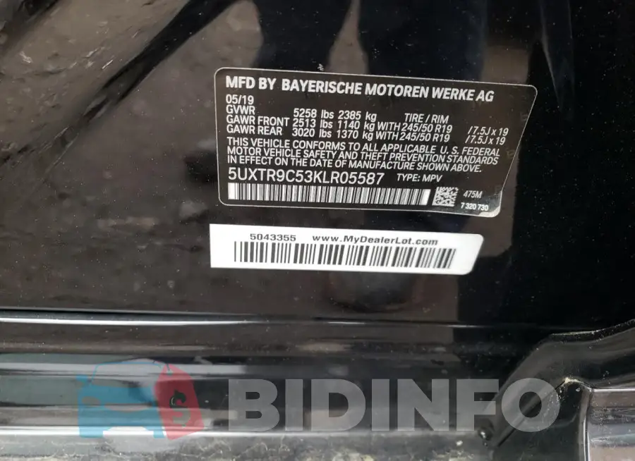 5UXTR9C53KLR05587 Photo# 13