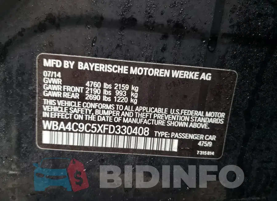 WBA4C9C5XFD330408 Photo# 12