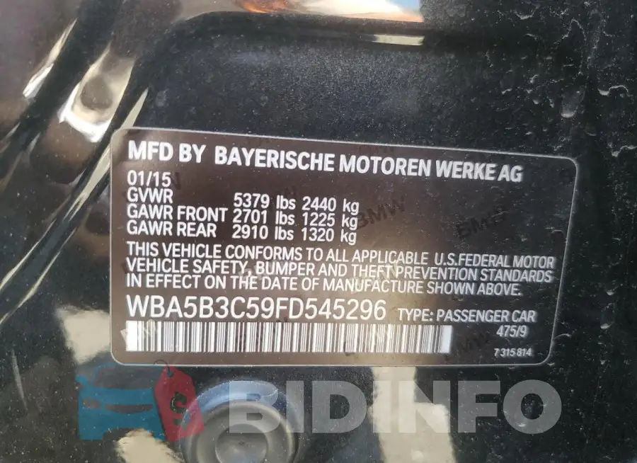 WBA5B3C59FD545296 Photo# 12