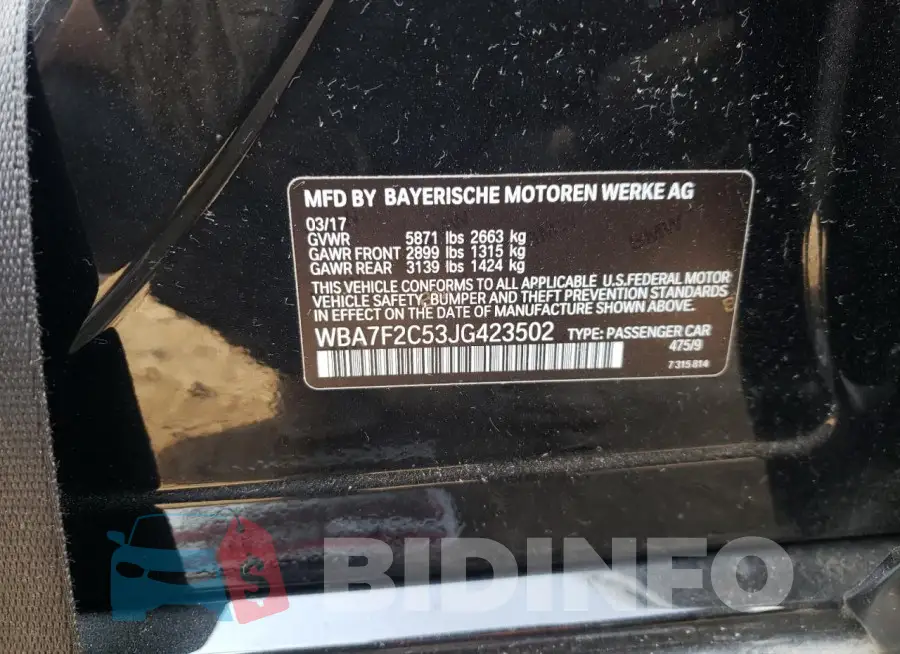 WBA7F2C53JG423502 Photo# 12