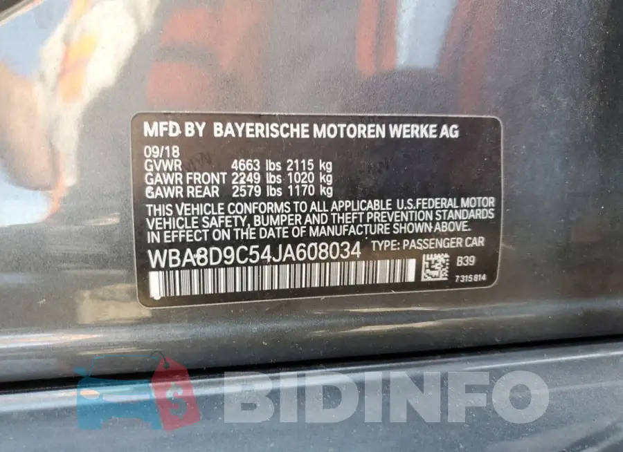 WBA8D9C54JA608034 Photo# 13