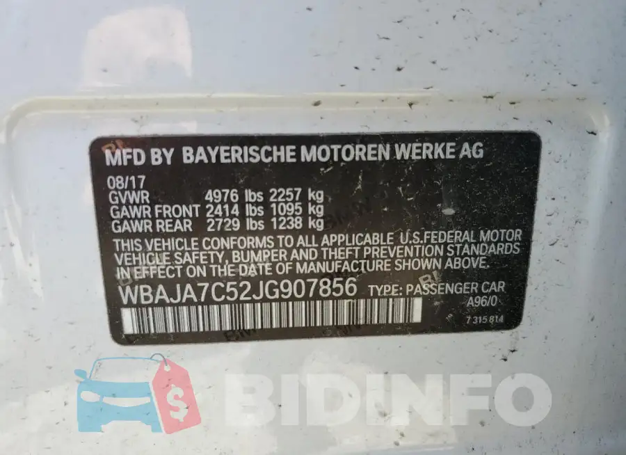 WBAJA7C52JG907856 Photo# 12