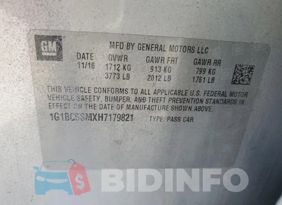 1G1BC5SMXH7179821 Photo# 12
