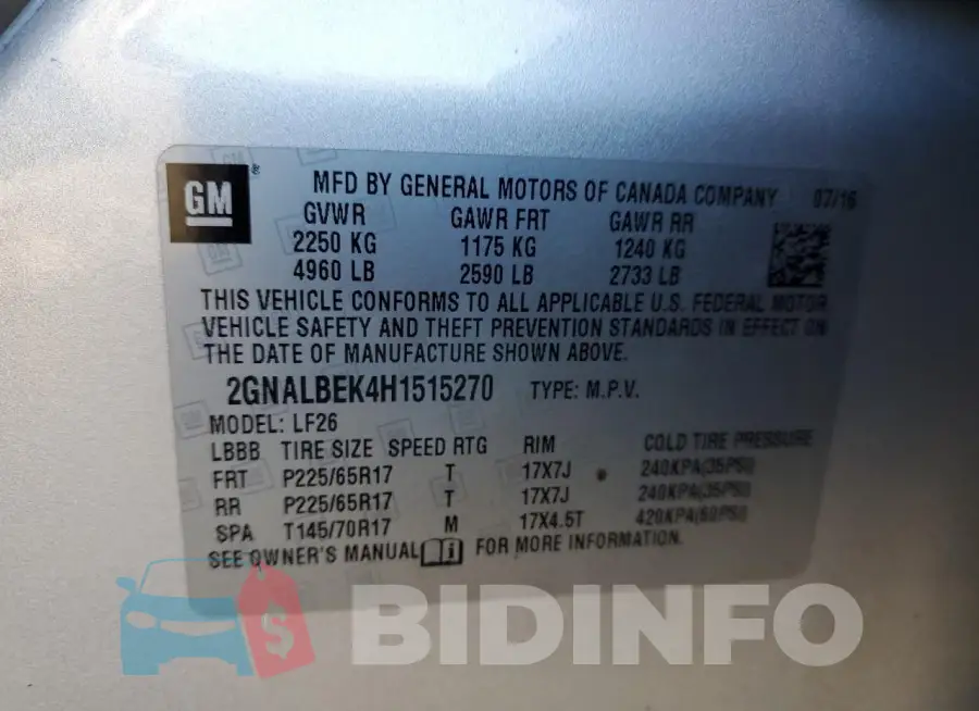 2GNALBEK4H1515270 Photo# 13