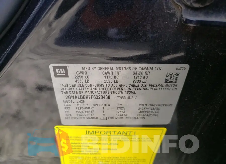 2GNALBEK7F6328430 Photo# 13
