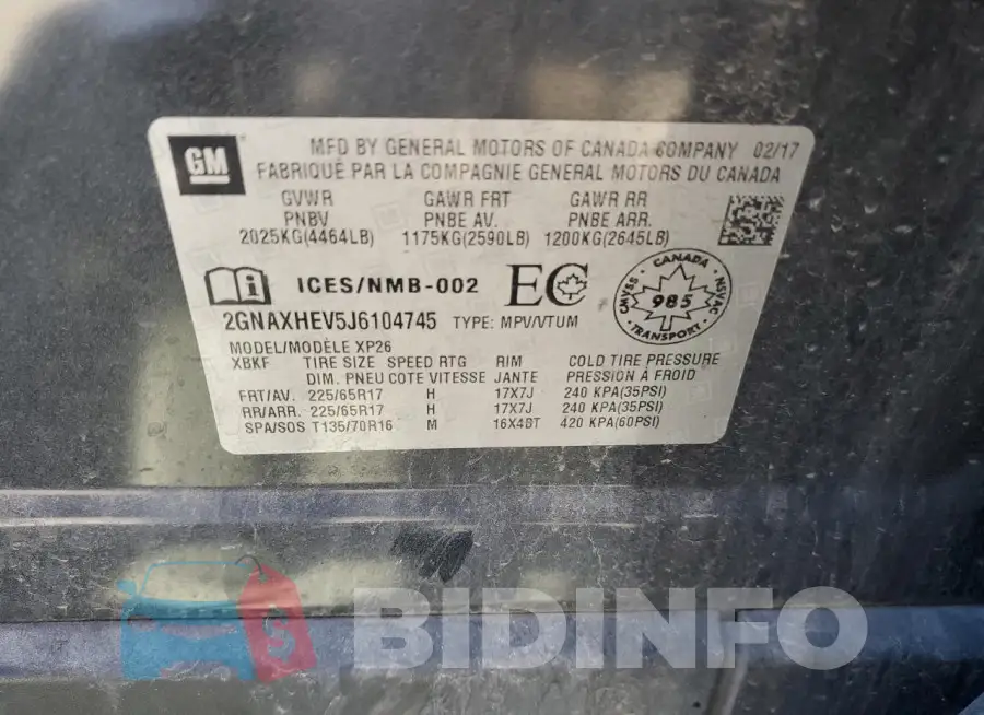 2GNAXHEV5J6104745 Photo# 13