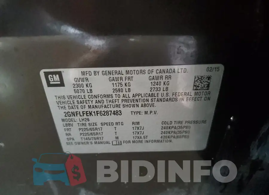 2GNFLFEK1F6287483 Photo# 13
