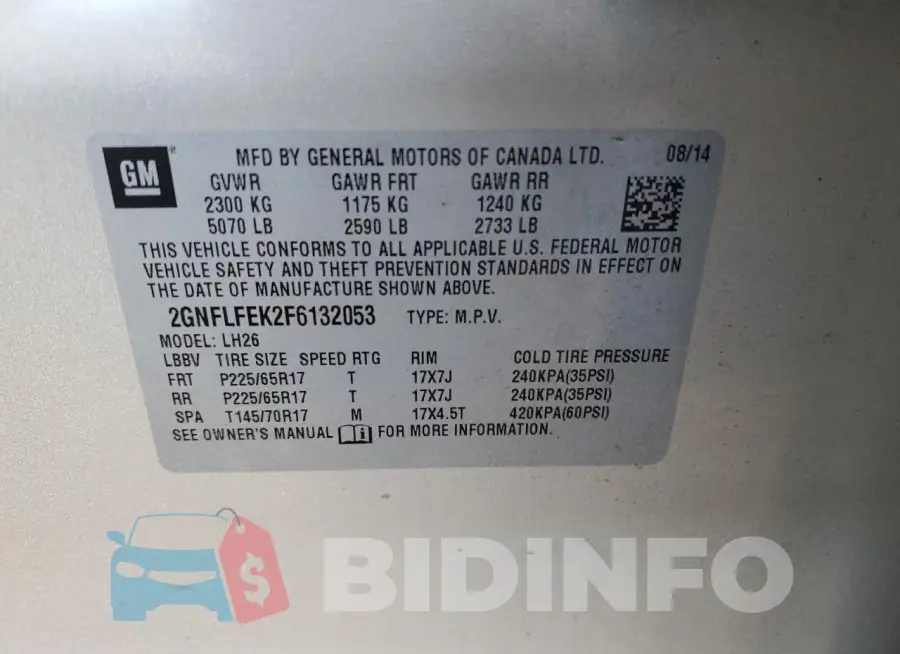 2GNFLFEK2F6132053 Photo# 13