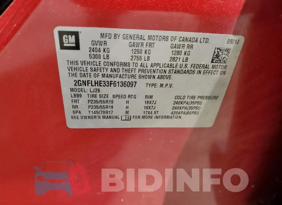 2GNFLHE33F6136097 Photo# 13