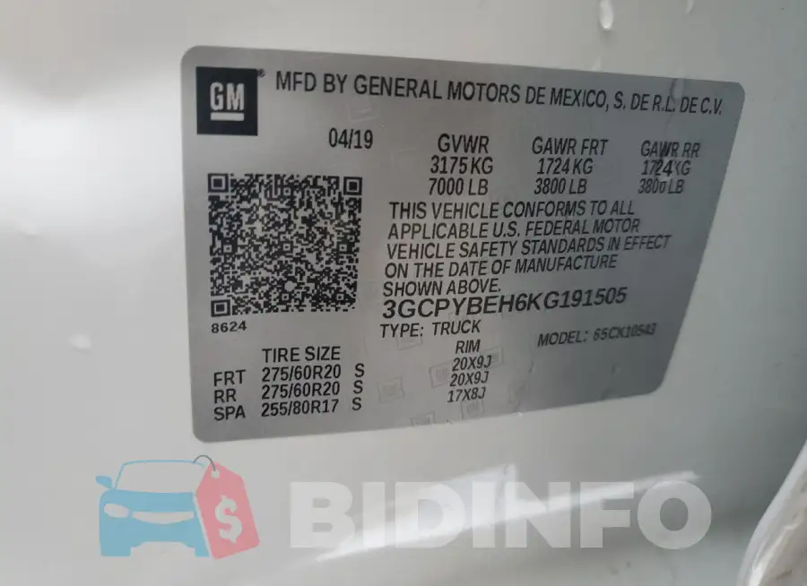 3GCPYBEH6KG191505 Photo# 12