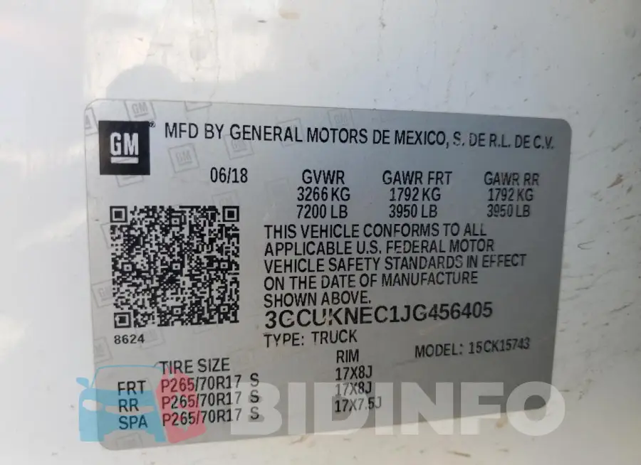 3GCUKNEC1JG456405 Photo# 12