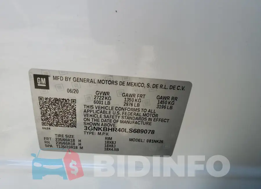 3GNKBHR40LS689078 Photo# 14