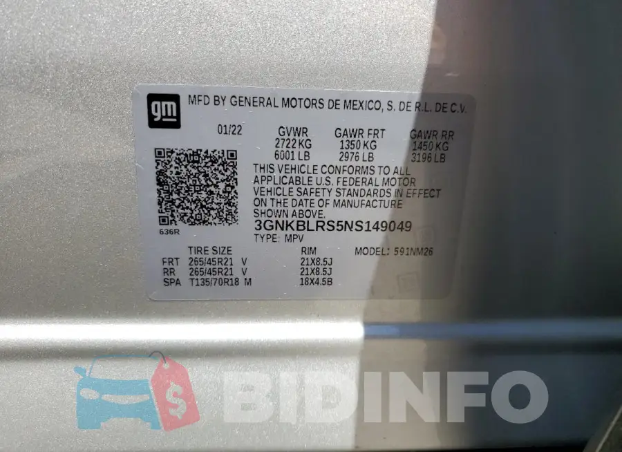 3GNKBLRS5NS149049 Photo# 12