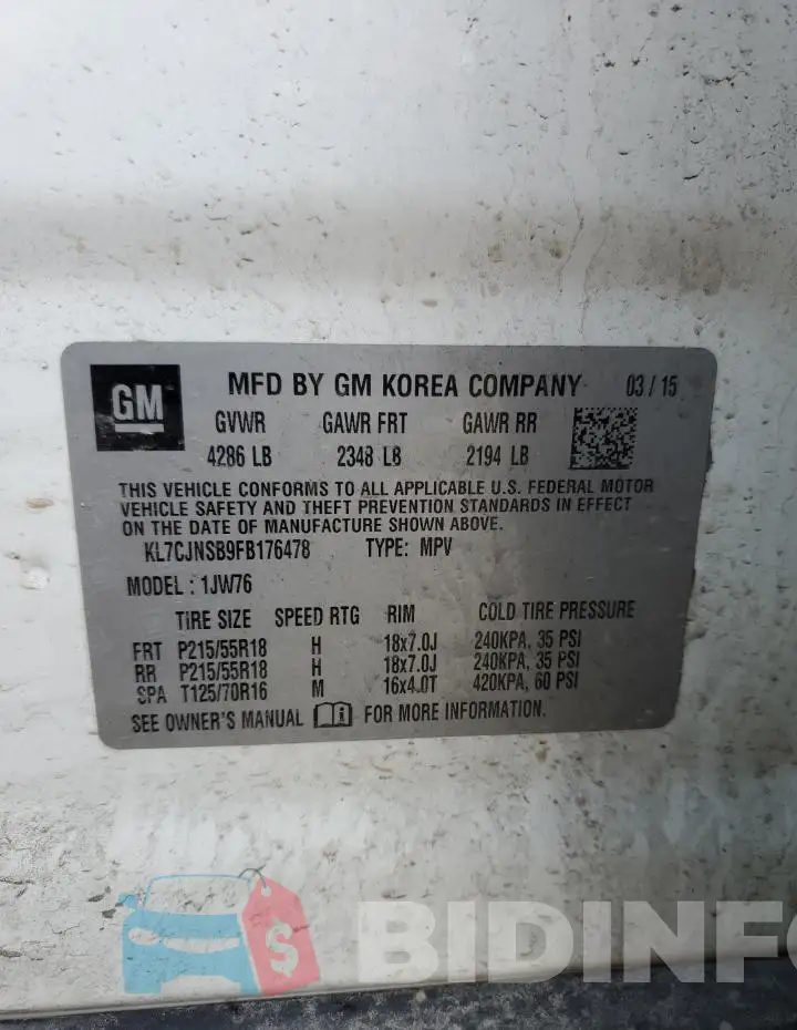 KL7CJNSB9FB176478 Photo# 13
