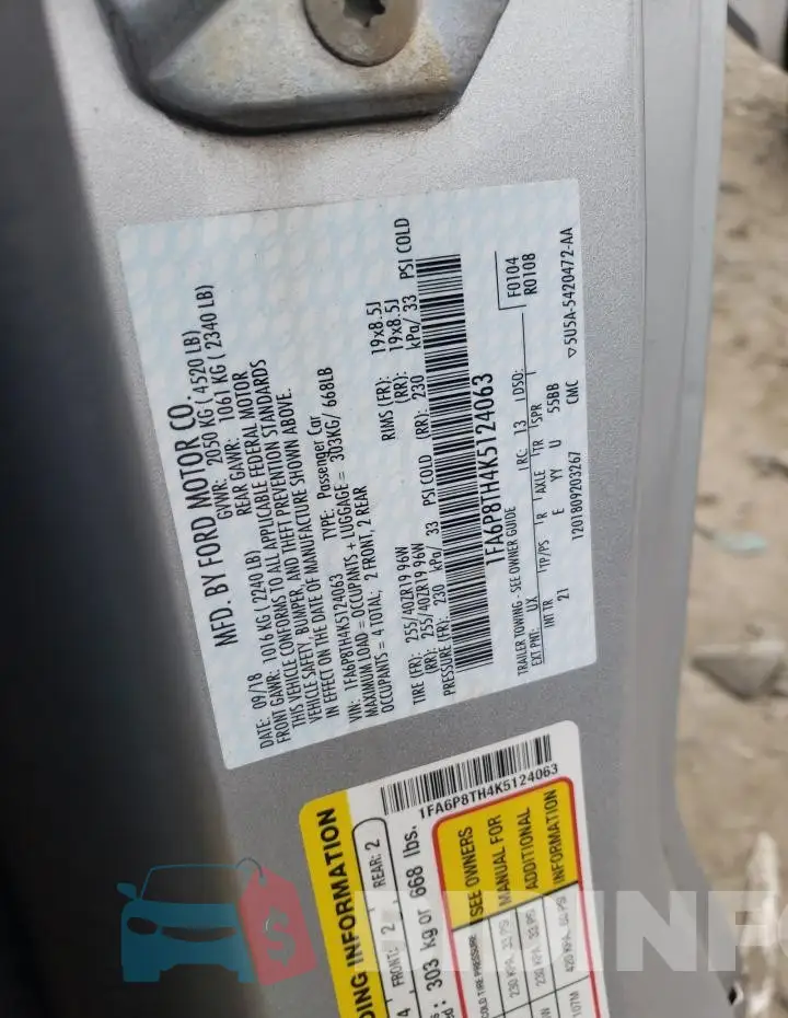 1FA6P8TH4K5124063 Photo# 12