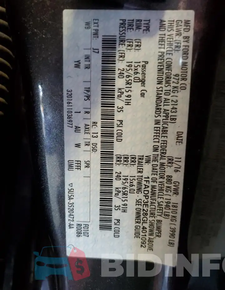 1FADP3E28GL401092 Photo# 12