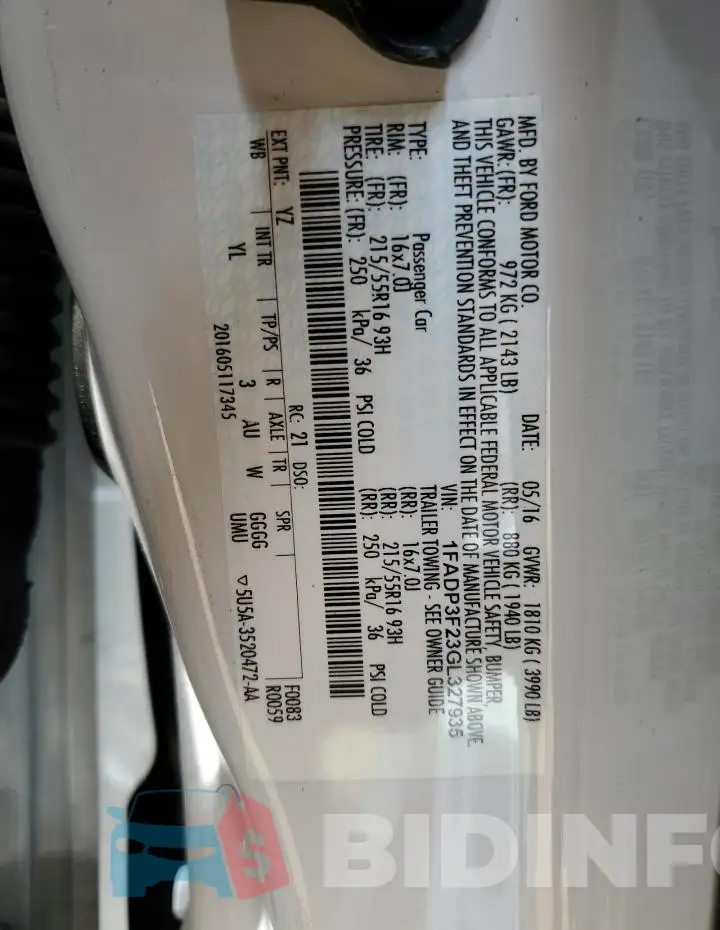 1FADP3F23GL327935 Photo# 12