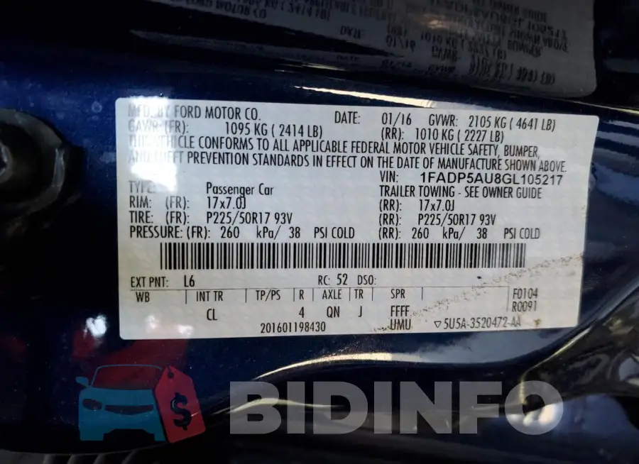 1FADP5AU8GL105217 Photo# 12