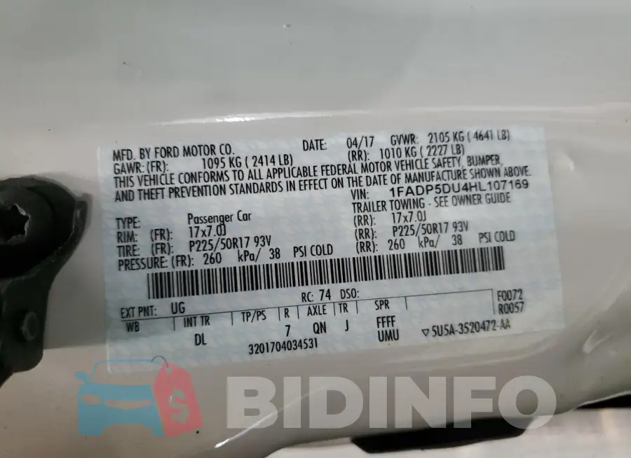 1FADP5DU4HL107169 Photo# 12