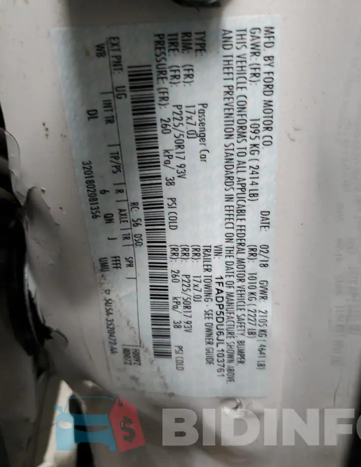 1FADP5DU6JL103761 Photo# 12