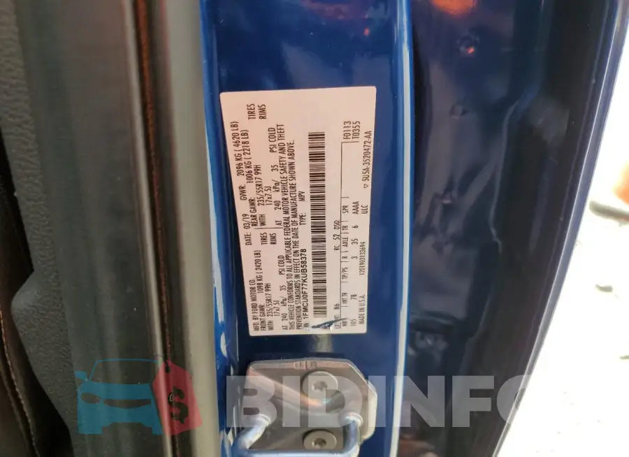 1FMCU0F77KUB58378 Photo# 12