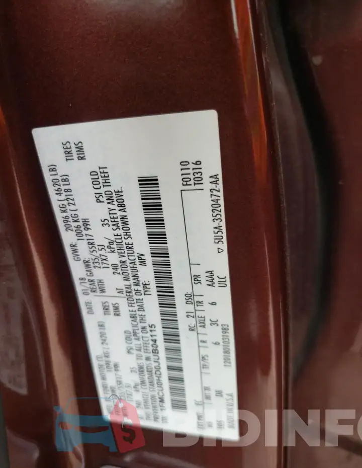 1FMCU0HD0JUB04115 Photo# 13