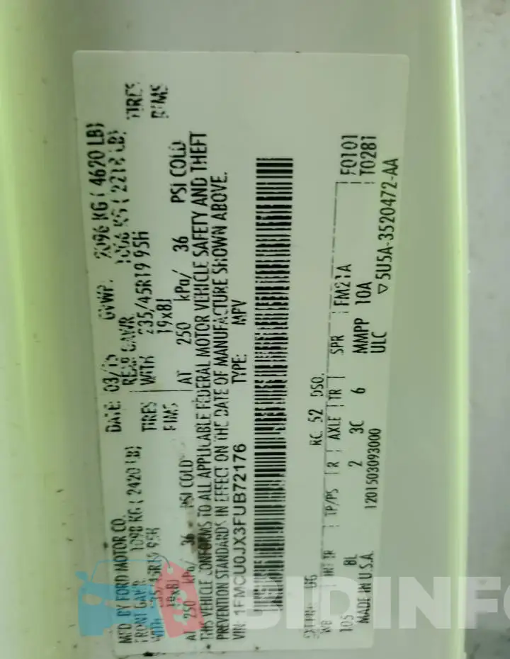 1FMCU0JX3FUB72176 Photo# 13
