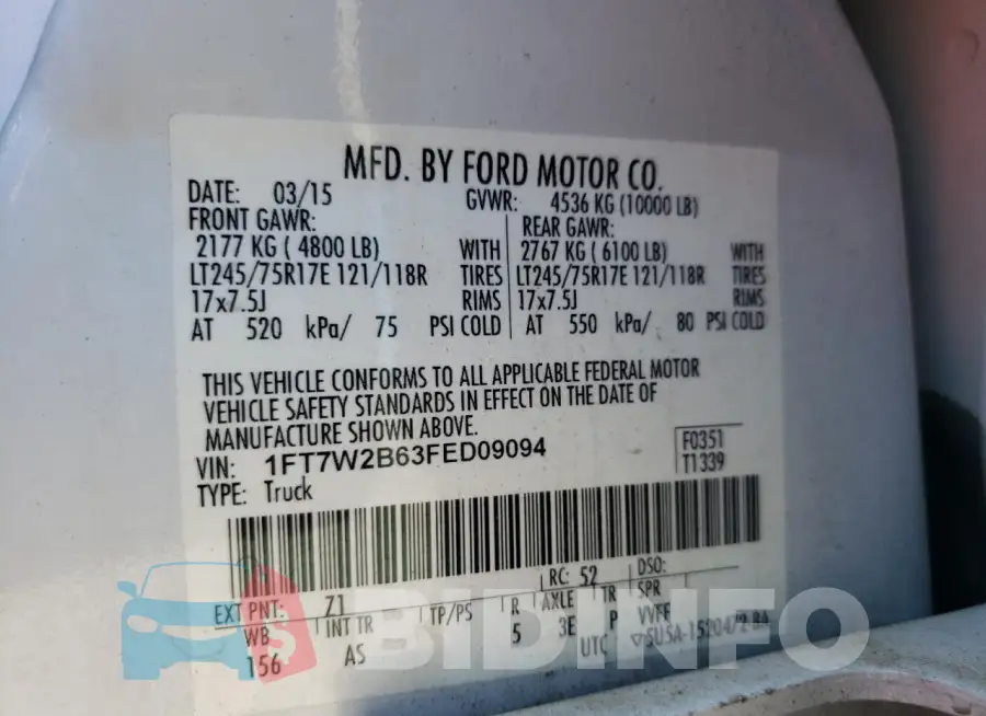 1FT7W2B63FED09094 Photo# 12