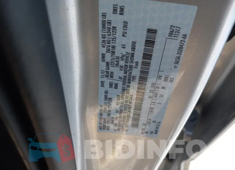 1FT7W2BT3HEF47343 Photo# 12