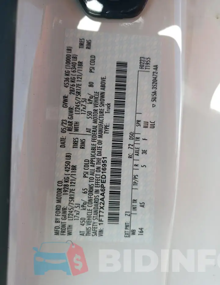 1FT7X2AA6PED16951 Photo# 12