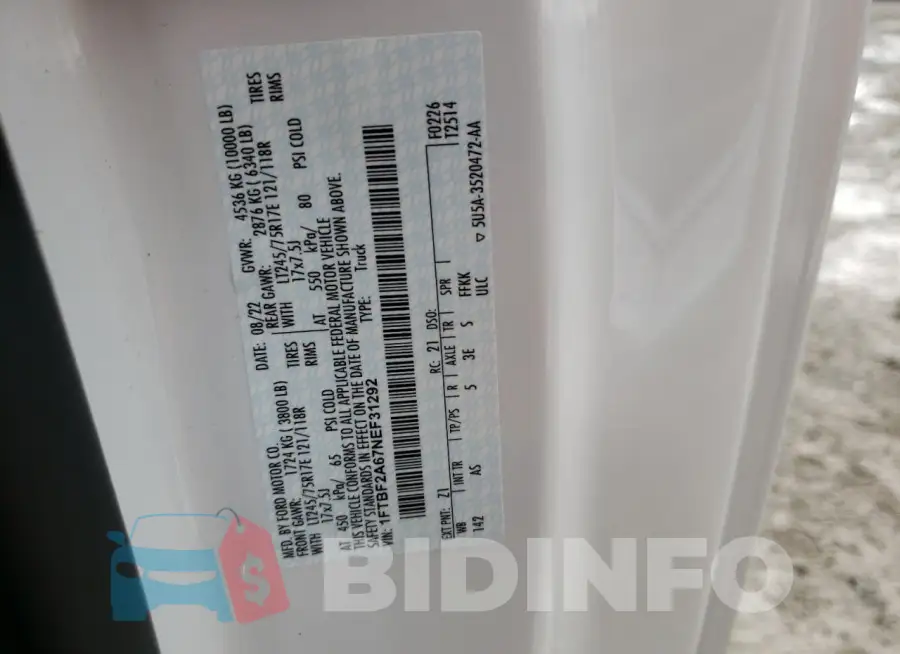 1FTBF2A67NEF31292 Photo# 12