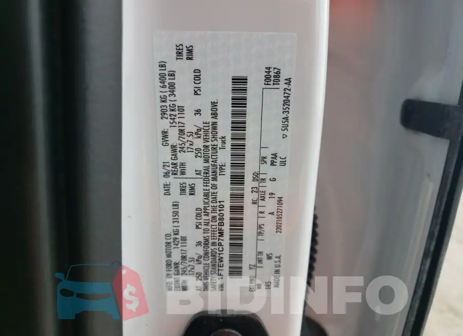 1FTEW1CP7MFB80101 Photo# 13