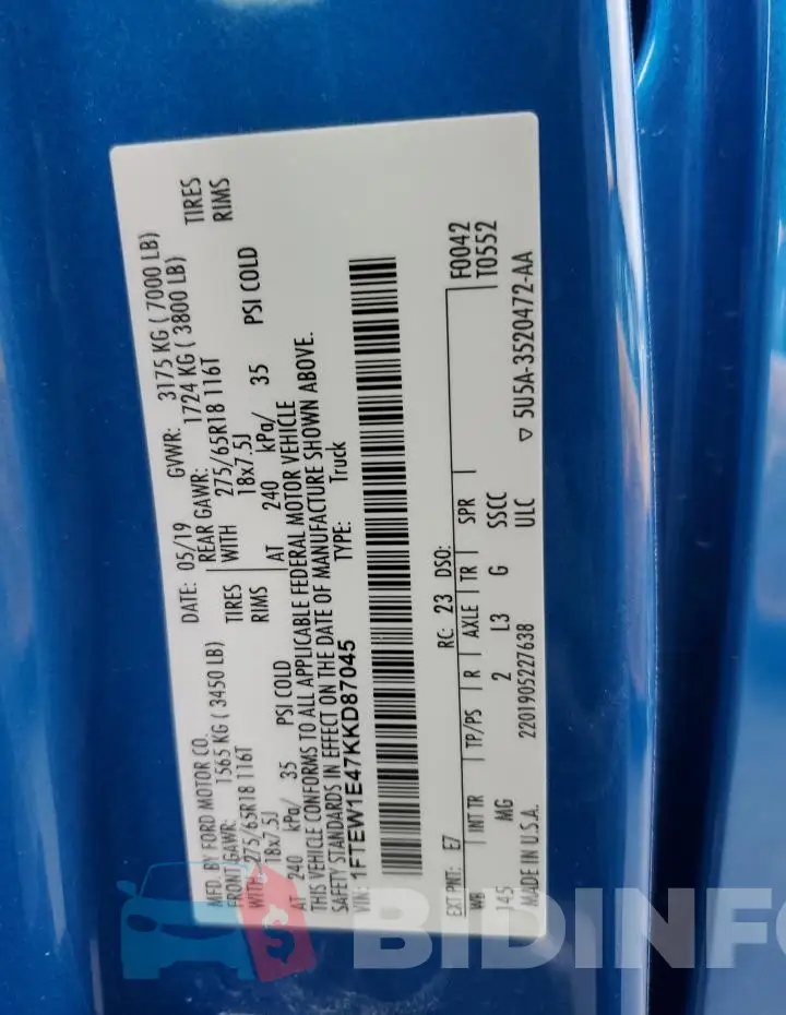 1FTEW1E47KKD87045 Photo# 12
