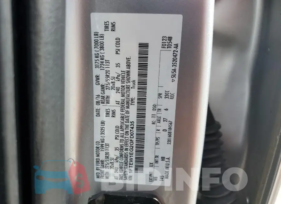 1FTEW1EG2GFD07435 Photo# 12